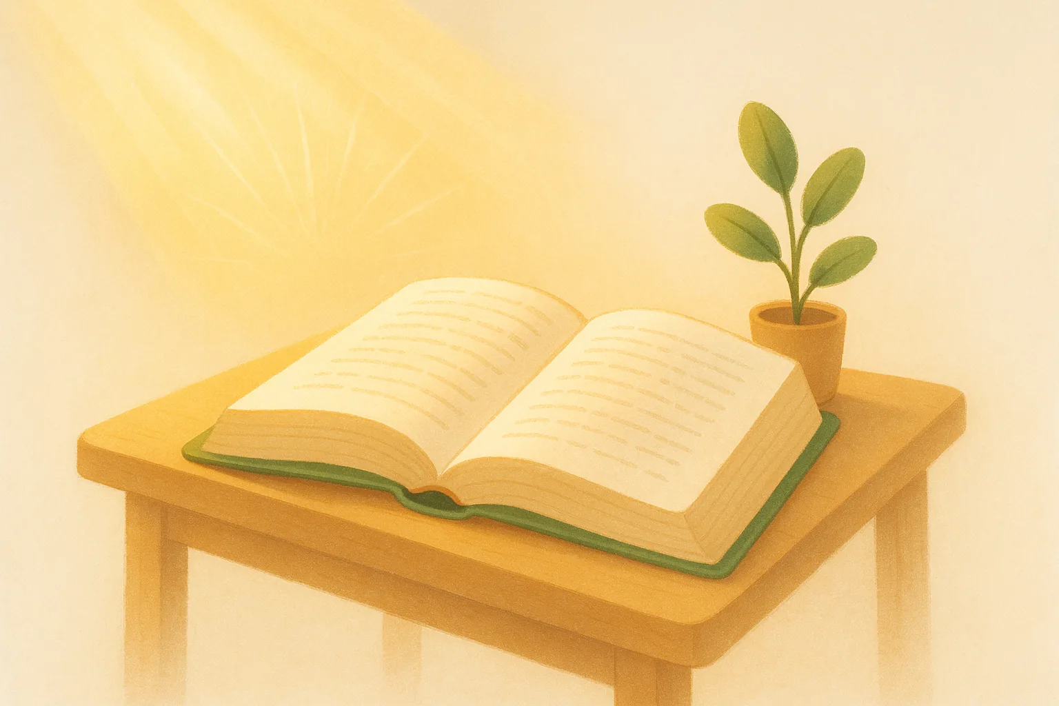 An open Bible beside headphones and a notebook for study.